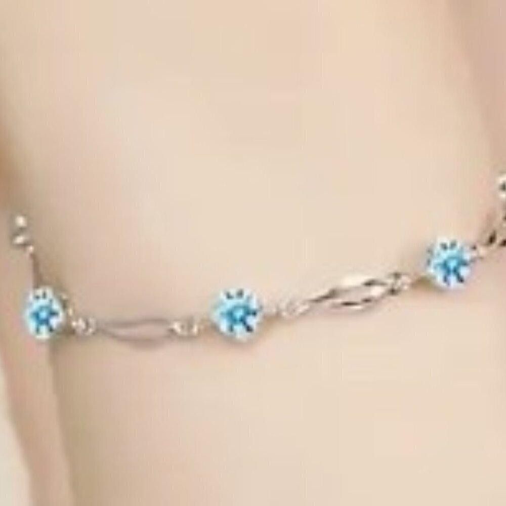 S925 Sterling Silver Chevron Bracelet Synthetic Zircon Inlay Zigzag Design - Picture 2 of 9